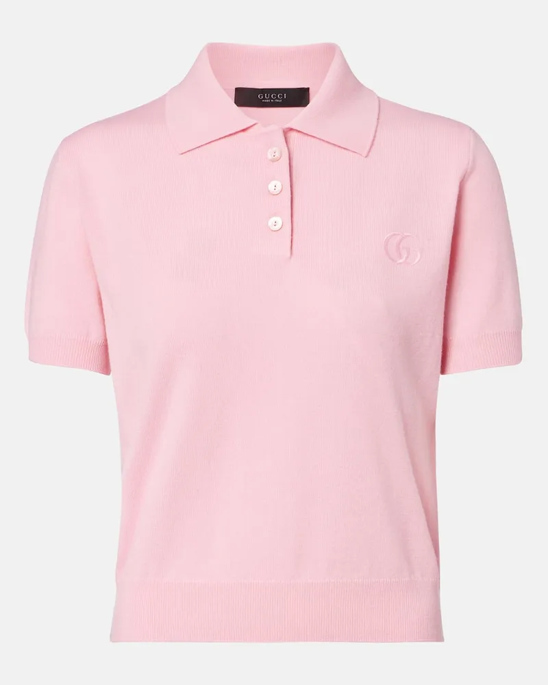 Gucci Polohemd Double G aus Wolle Rosa