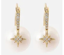 Ohrringe Starburst aus 14kt Gelbgold mit Diamanten und Perlen