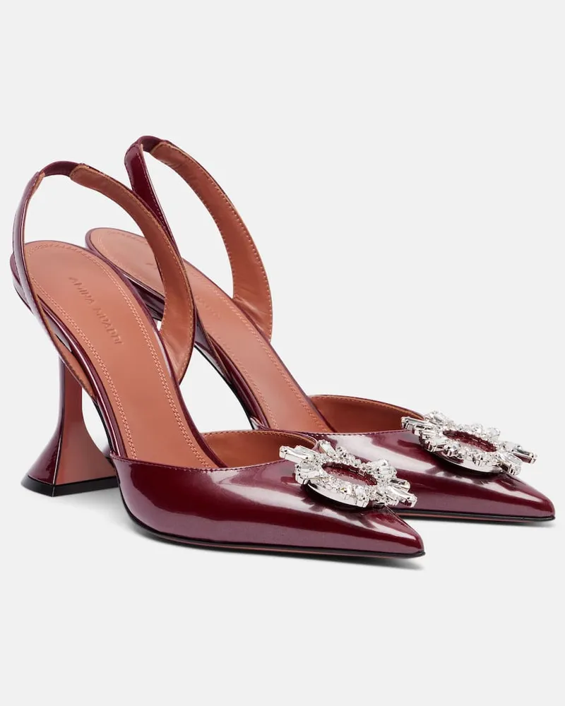 Amina Muaddi Slingback-Pumps Begum 95 aus Lackleder Burgunderrot