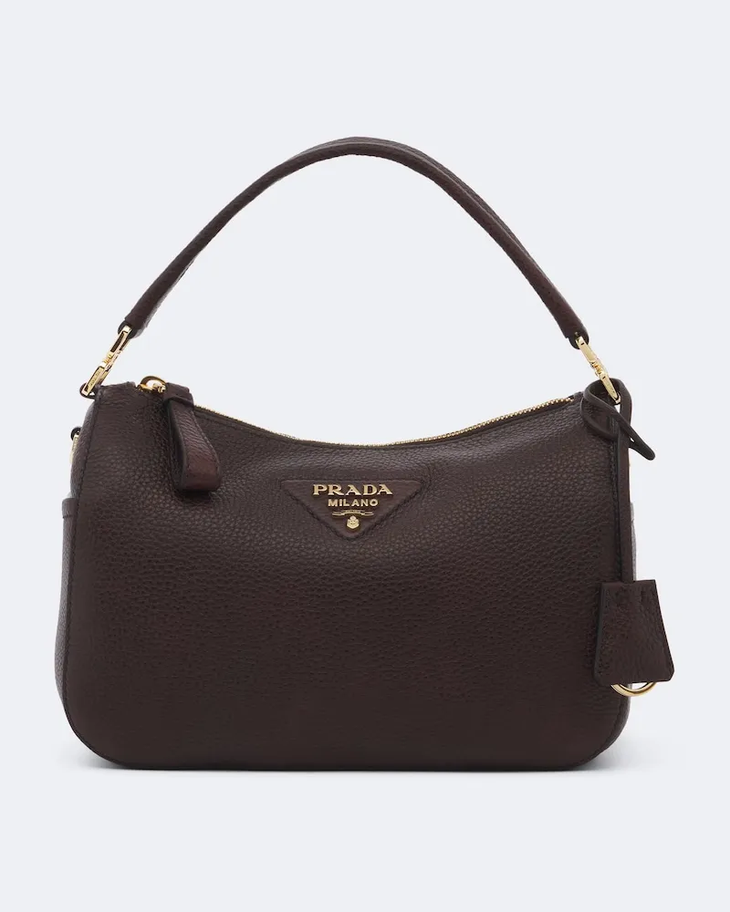 Prada Henkeltasche Small aus Leder Braun