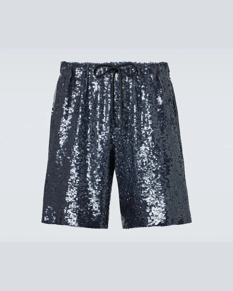 Dries van Noten Bermuda-Shorts mit Pailletten Blau