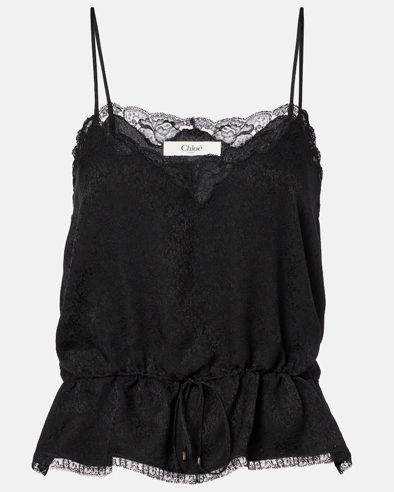 Chloé Chloé Top aus Seide mit Spitze Schwarz