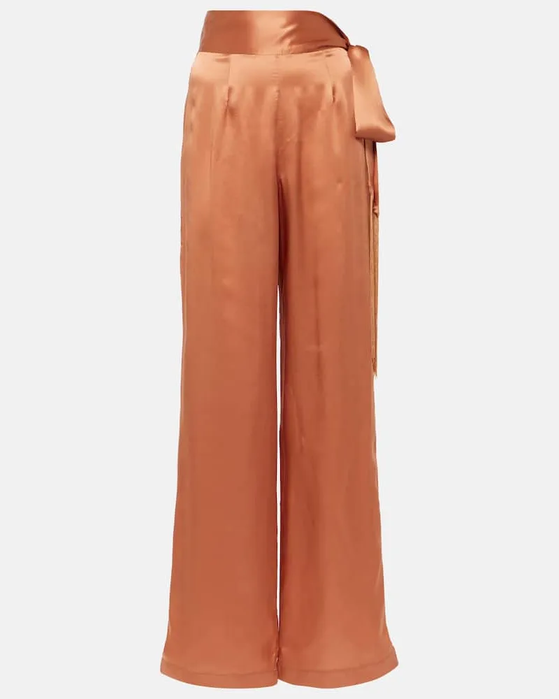 Taller Marmo Weite Hose Verdi aus Seidensatin Grün