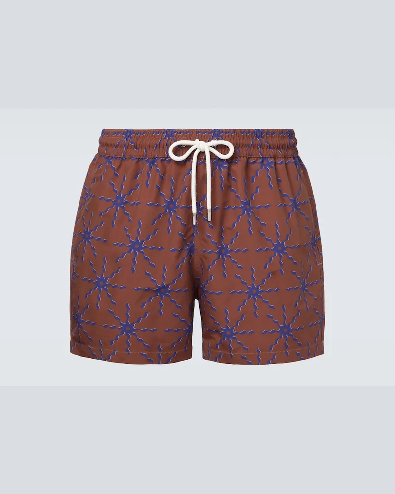 Frescobol Carioca Bedruckte Badeshorts Rio Braun
