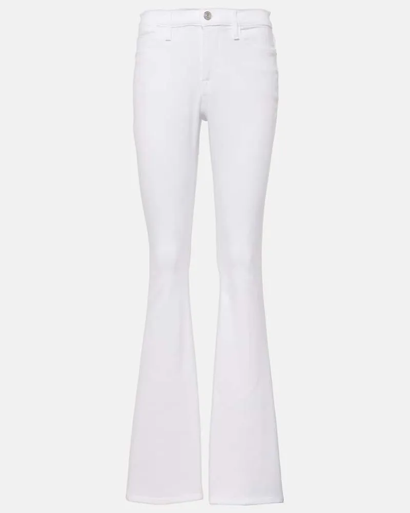Frame Denim High-Rise Flared Jeans Le High Flare Weiß