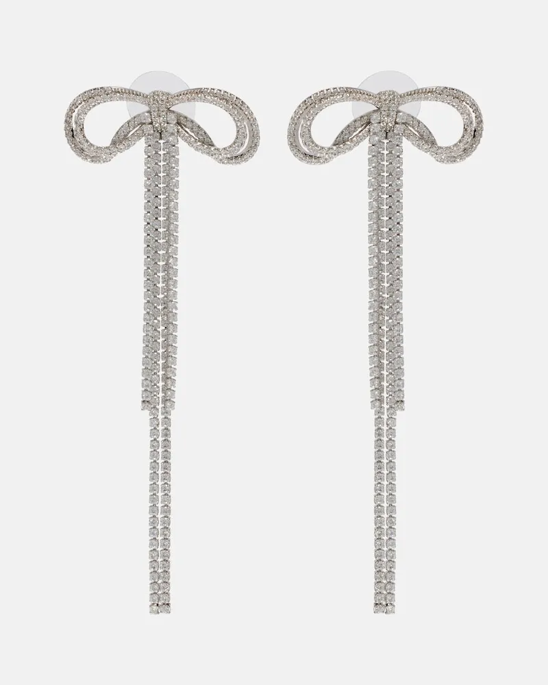 Self-Portrait Ohrringe Bow mit Kristallen Silber