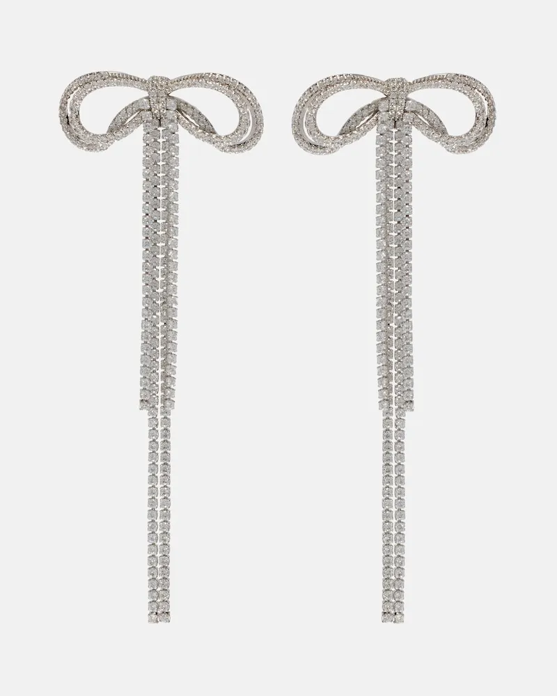 Self-Portrait Ohrringe Bow mit Kristallen Silber