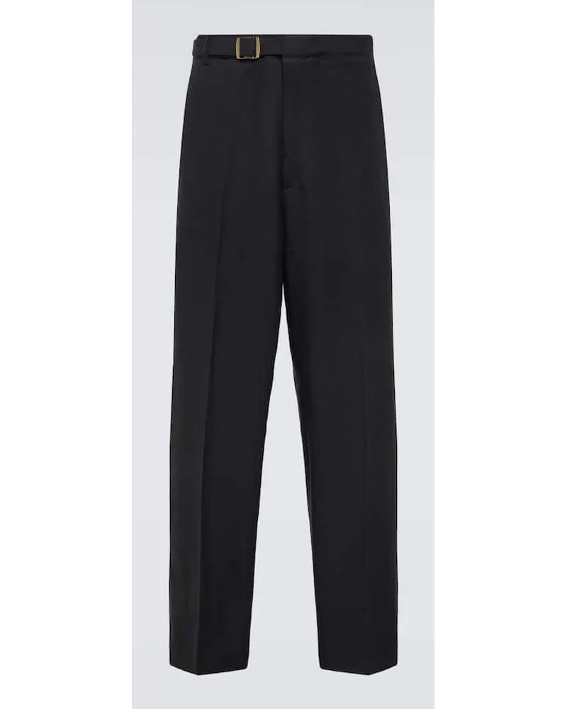 Ermenegildo Zegna Gerade Hose aus Leinen Schwarz