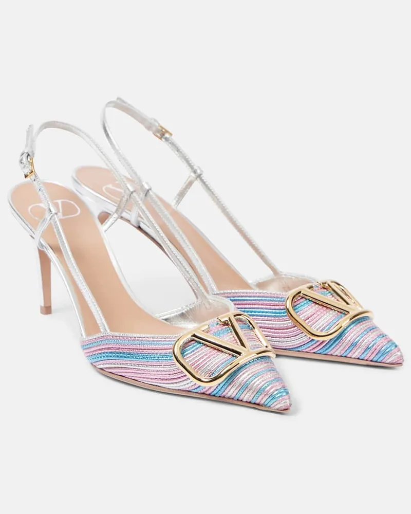 Valentino Garavani Slingback-Pumps VLogo Signature 80 aus Metallic-Leder Multicolor