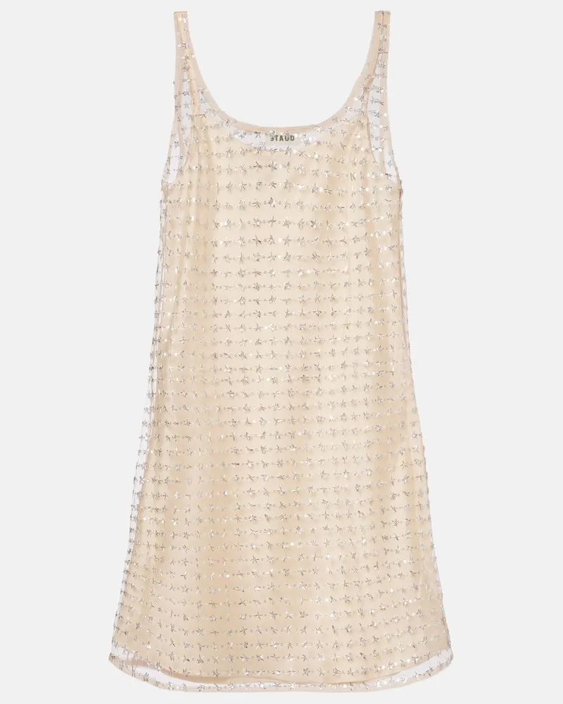 STAUD Minikleid Aurielle aus Tüll mit Pailletten Pink