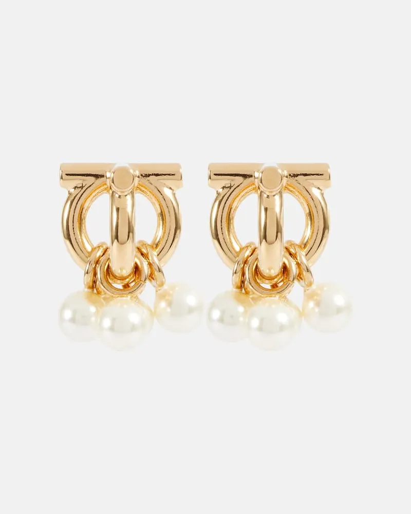 Ferragamo Ohrringe Gancini Dancing Pearl mit Zierperlen Gold