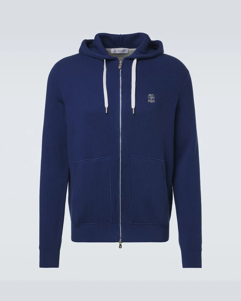 Brunello Cucinelli Kapuzenjacke aus Baumwolle Blau