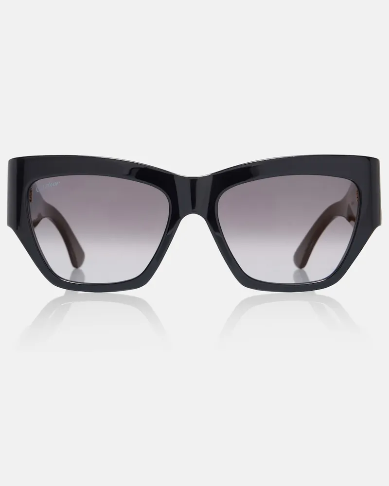 Cartier Cat-Eye-Sonnenbrille Signature C Schwarz