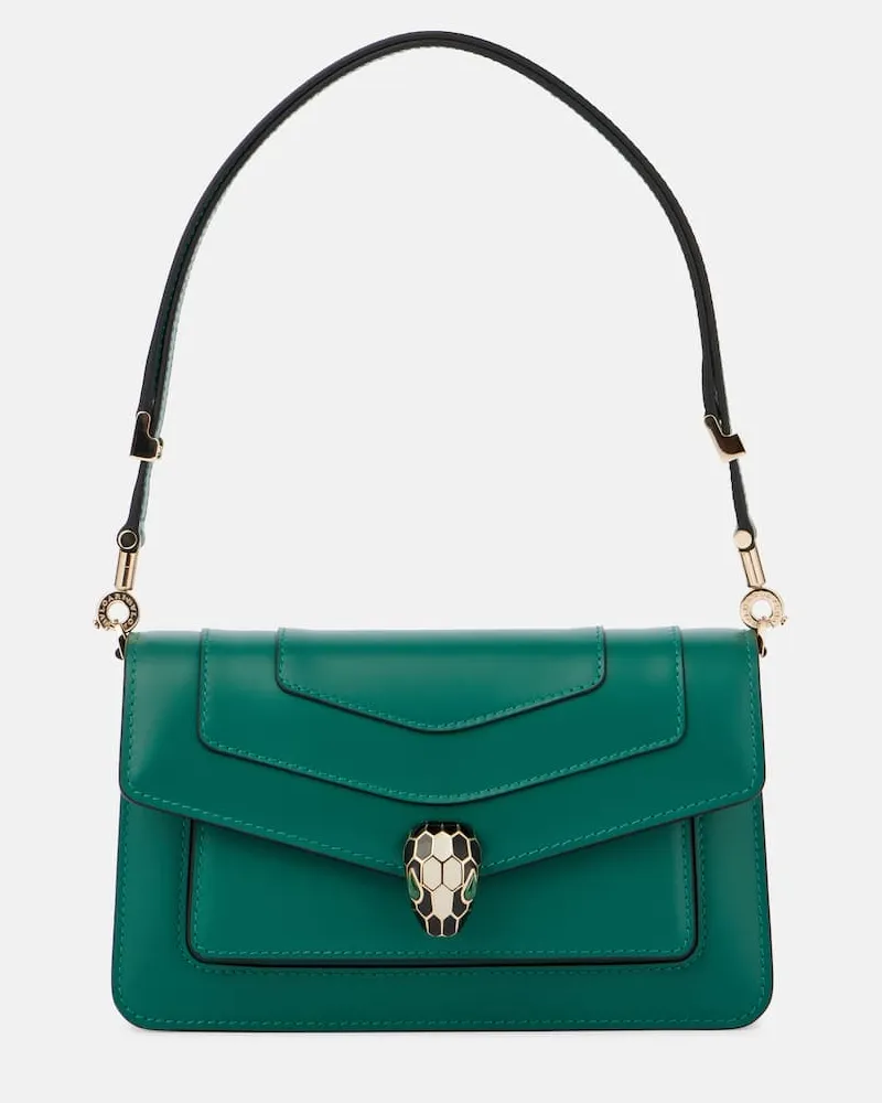 Bulgari Schultertasche Serpenti Forever East-West aus Leder Grün