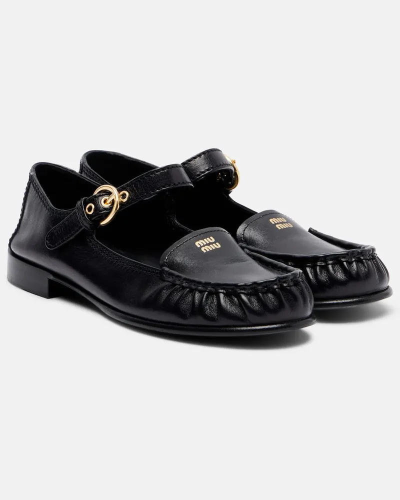 Miu Miu Loafers aus Leder Schwarz
