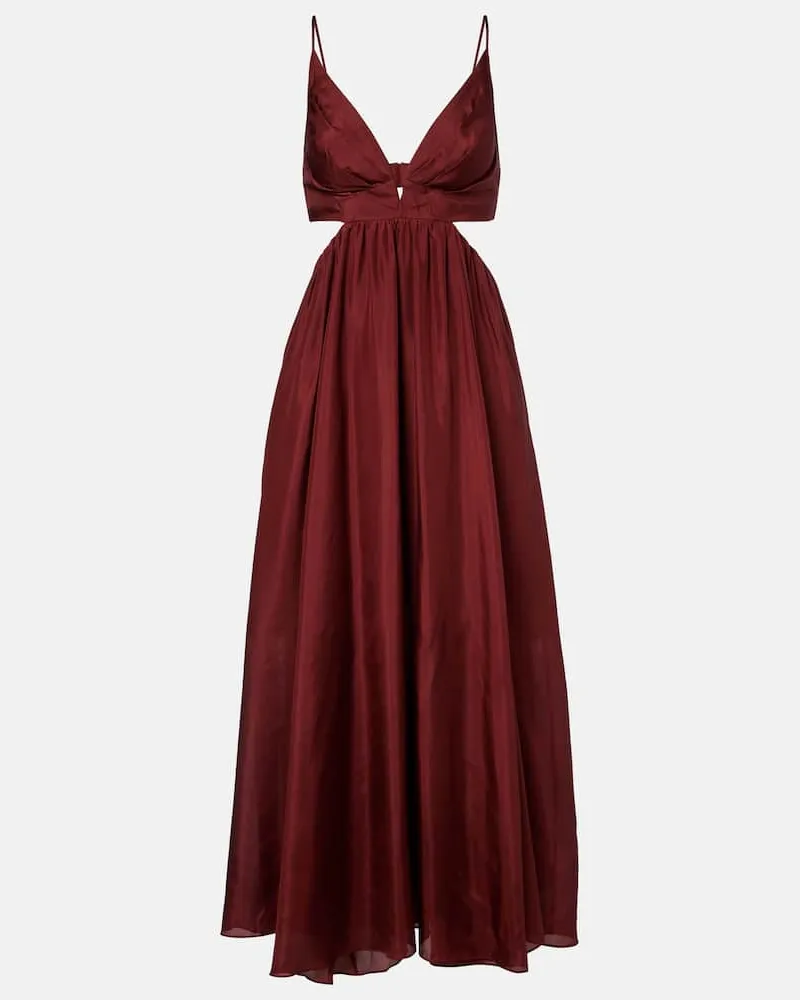 Zimmermann Maxikleid Wanderlust aus Seide Burgunderrot
