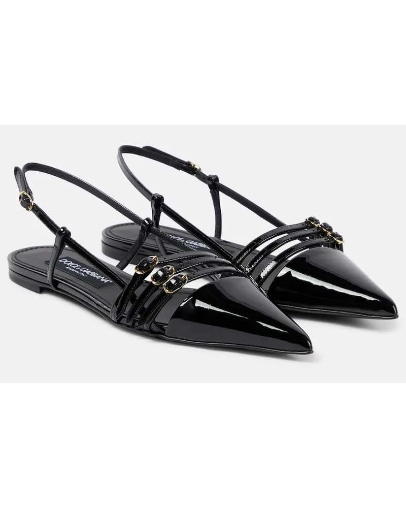 Dolce & Gabbana Slingback-Ballerinas aus Lackleder Schwarz