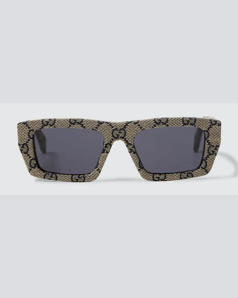 Gucci Eckige Sonnenbrille Rowcut Beige