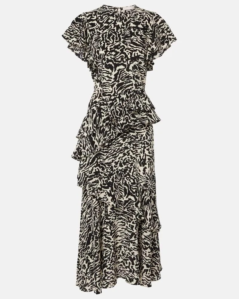 Ulla Johnson Midikleid Amaia aus Crêpe de Chine aus Seide Weiß