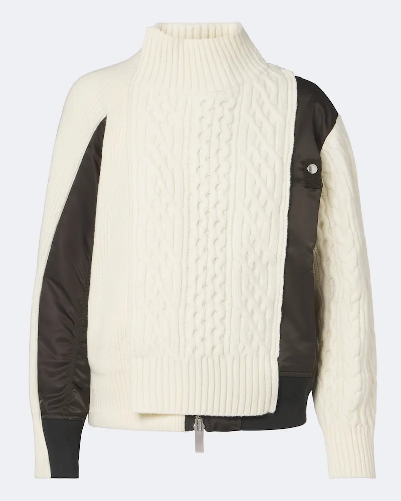 Sacai Blouson aus Strick mit Twill Weiß