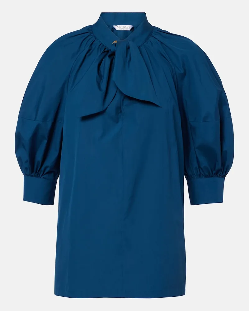 Max Mara Schluppenbluse aus Baumwollpopeline Blau