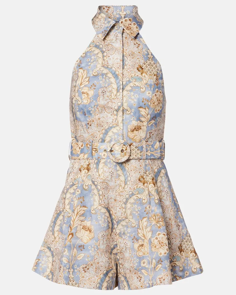 Zimmermann Bedruckter Playsuit Daylight aus Leinen Multicolor