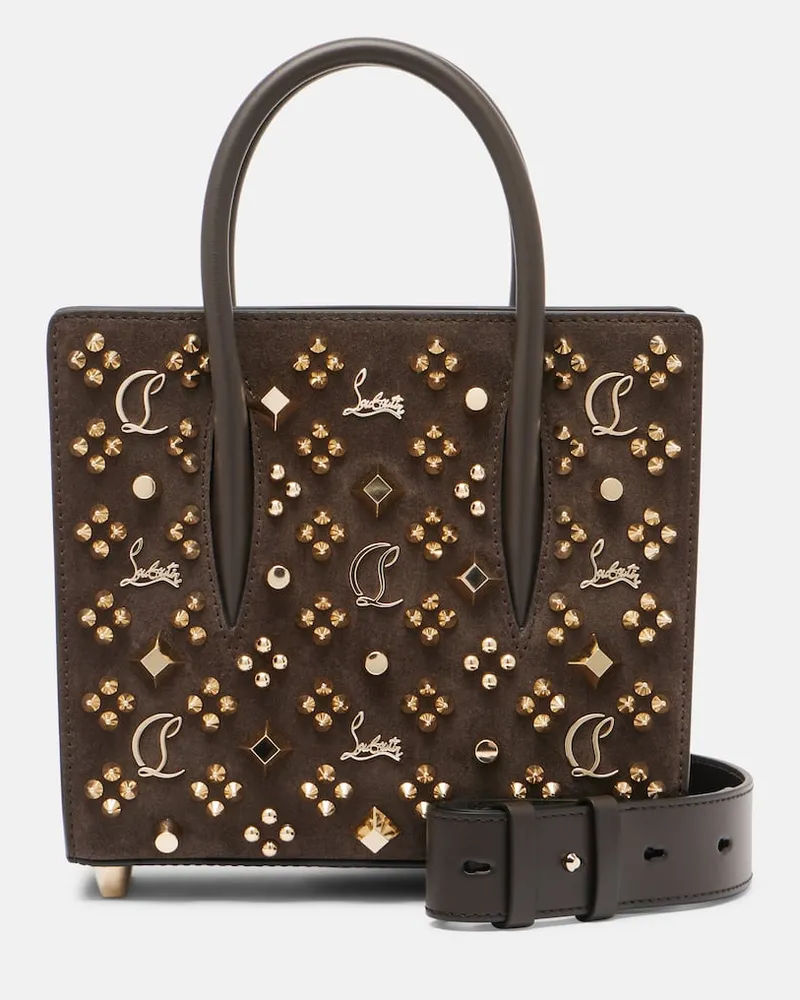 Christian Louboutin Verzierte Tote Bag Paloma Small aus Veloursleder Braun