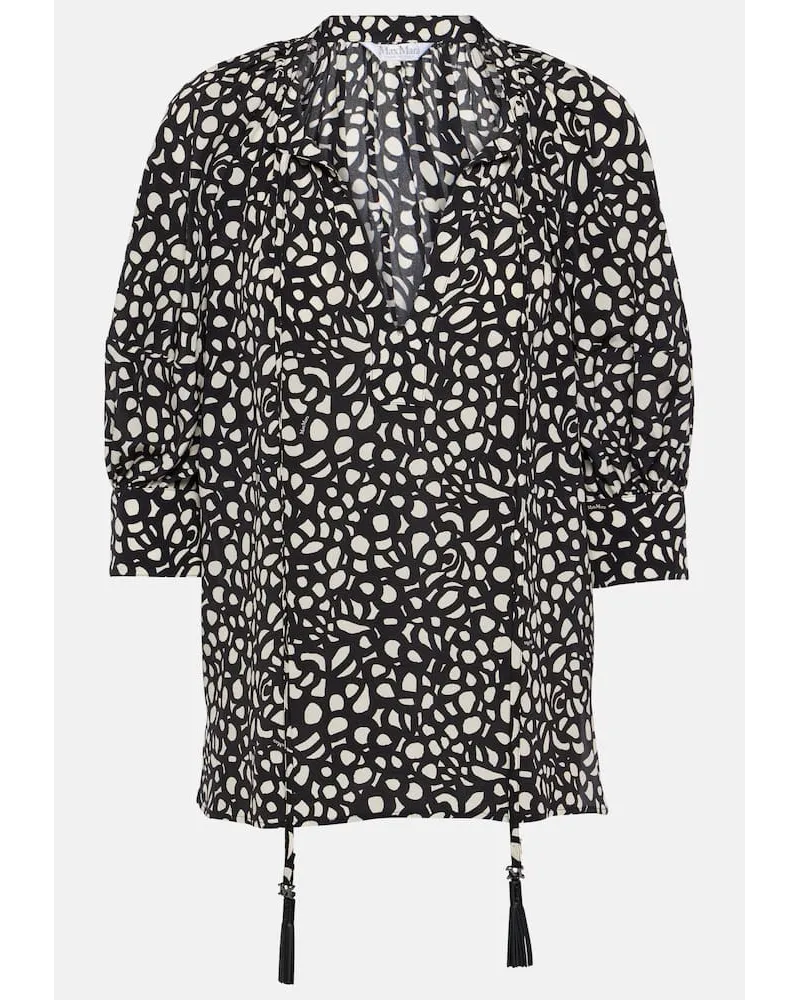 Max Mara Bedruckte Bluse Emy aus Seiden-Twill Schwarz