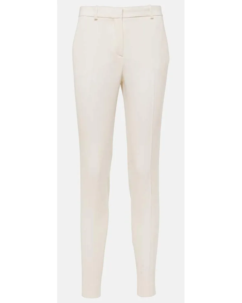 Versace Schmale High-Rise-Hose aus Schurwolle Weiss