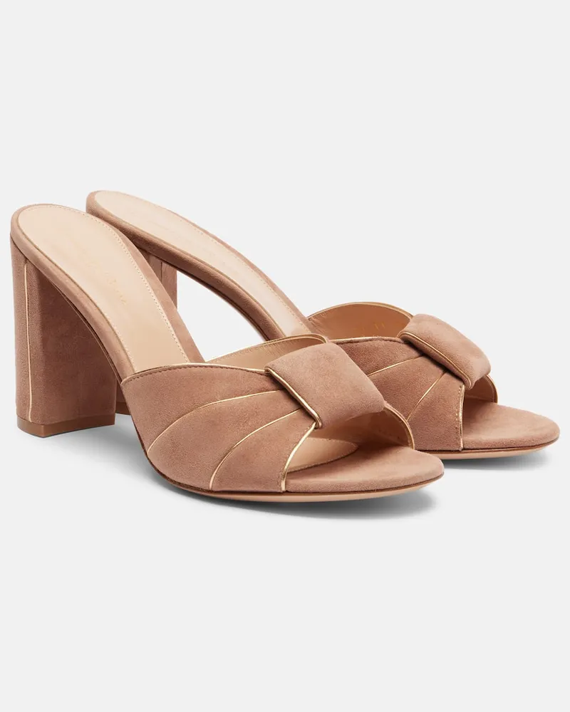 Gianvito Rossi Pantoletten aus Veloursleder Rosa