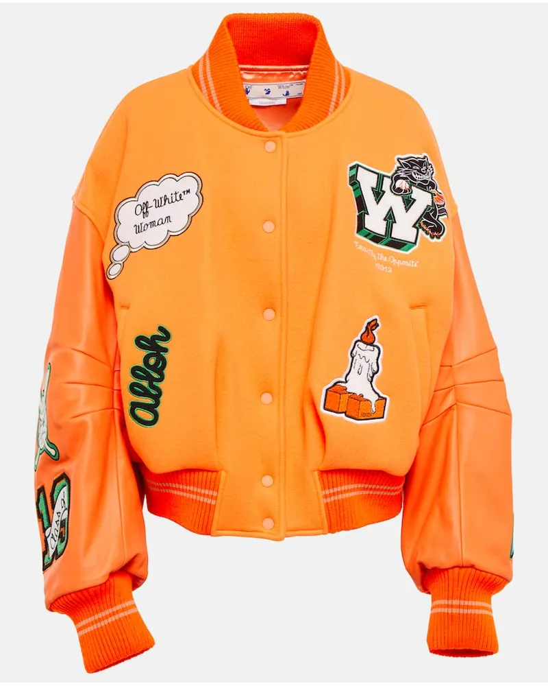 OFF-WHITE Bomberjacke aus einem Wollgemisch Orange