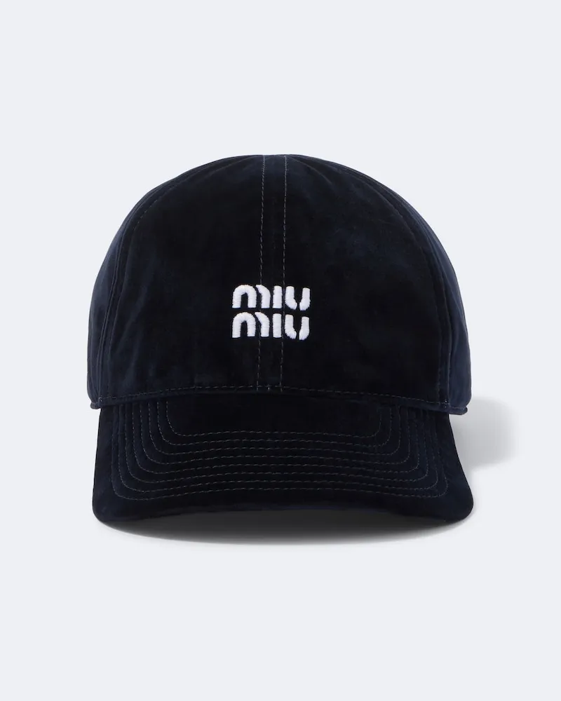 Miu Miu Baseballcap aus Samt Blau
