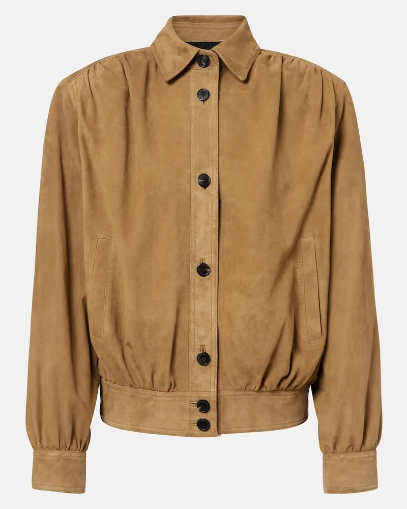 Saint Laurent Jacke aus Veloursleder Beige