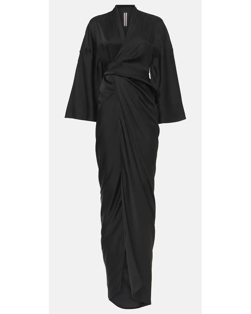 Rick Owens Wickelrobe aus Satin Schwarz