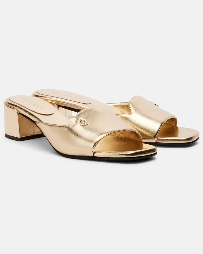 Jimmy Choo Pantoletten Dina 45 aus Metallic-Leder Gold
