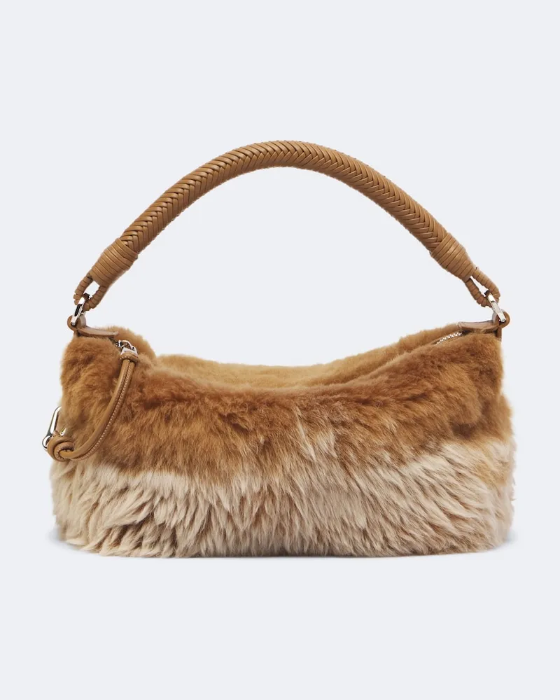 Loewe Henkeltasche Cala Mini aus Shearling Braun