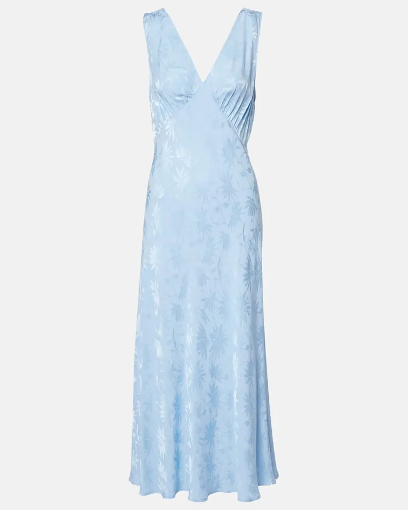 RIXO Midikleid Sandrine aus Jacquard Blau