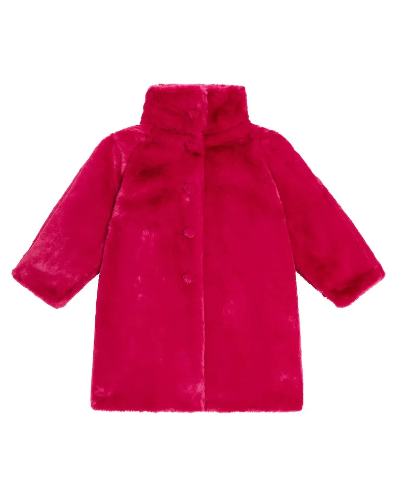Il Gufo Mantel aus Faux Fur Pink
