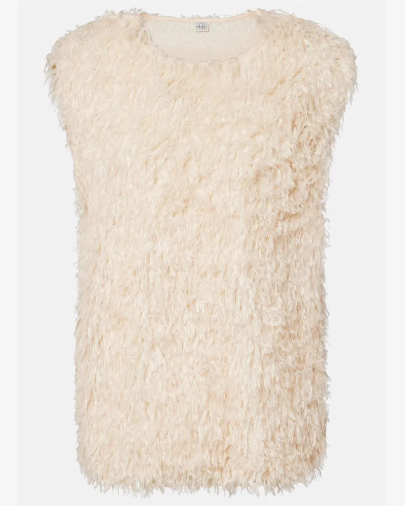 Totême Top aus Jersey mit Federn Beige