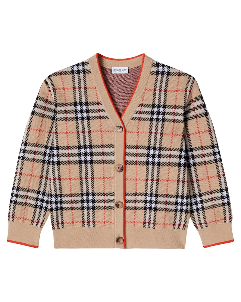 Burberry Cardigan Burberry Check aus Wolle Beige