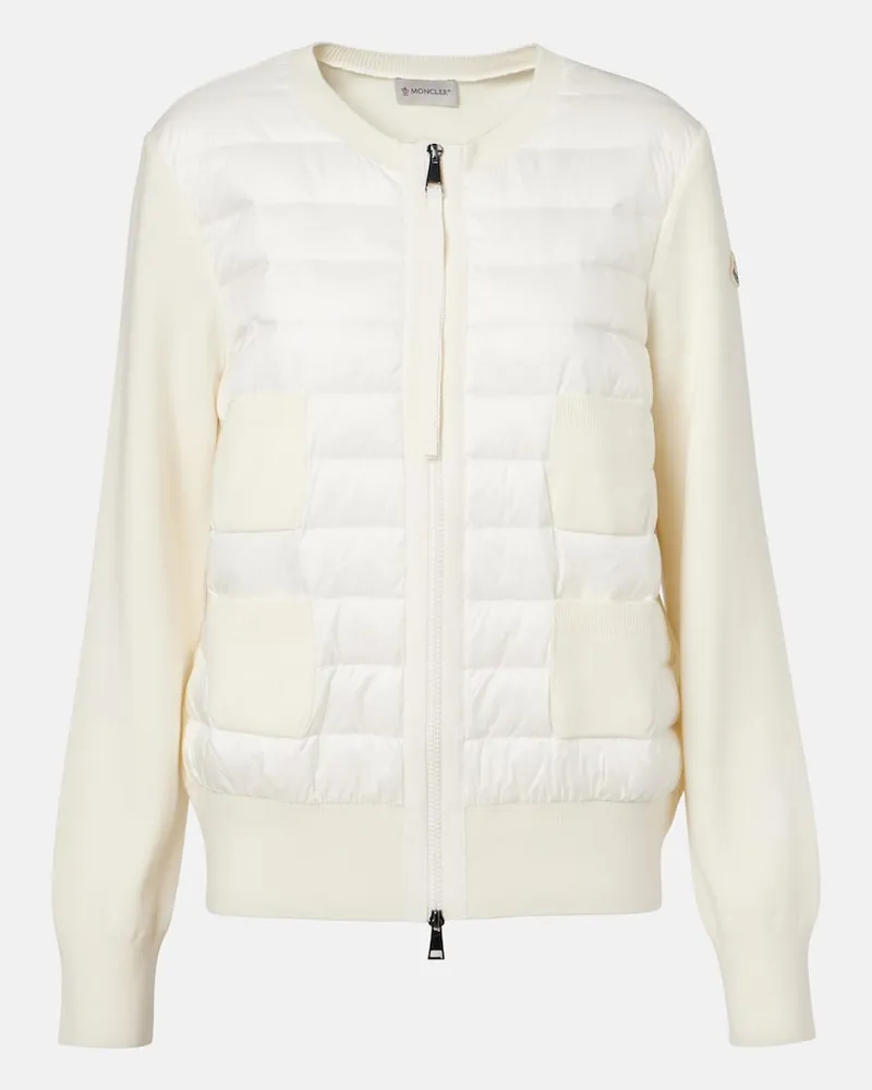 Moncler Daunenjacke Tricot mit Schurwolle Weiß