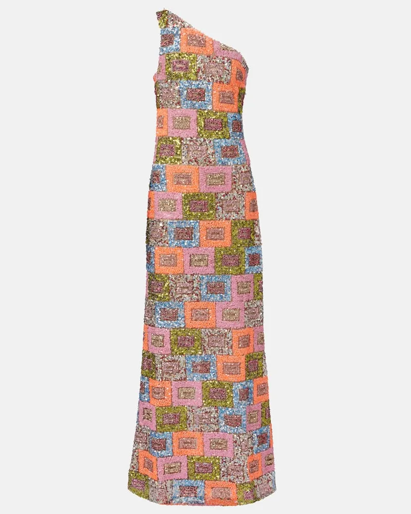 Taller Marmo One-Shoulder-Robe mit Pailletten Multicolor