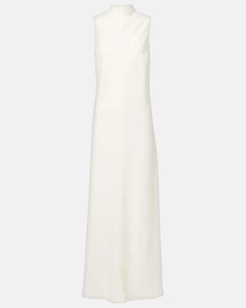 STAUD Maxikleid Araya aus Crêpe Weiß