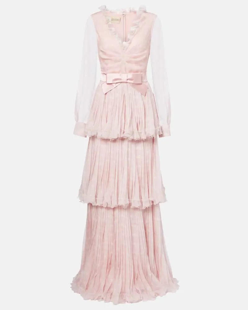 Valentino Garavani Robe Plus De Pois aus Seidenchiffon Pink
