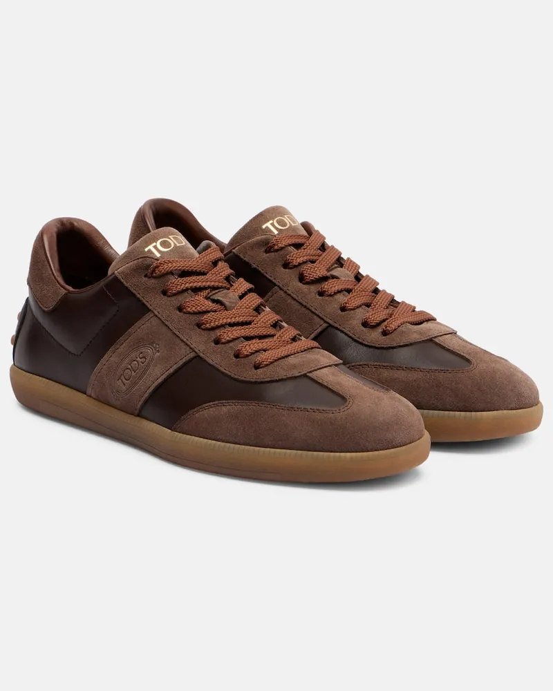TOD'S Sneakers Tabs aus Veloursleder und Leder Braun