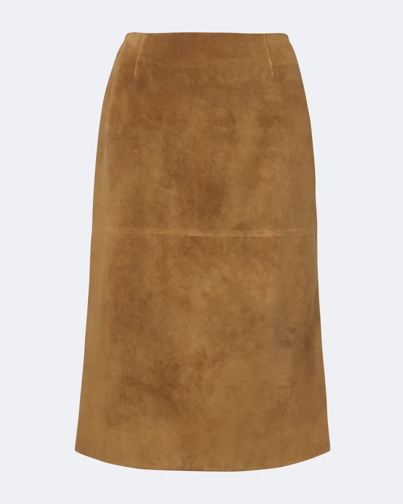 Jil Sander Midirock aus Veloursleder Braun