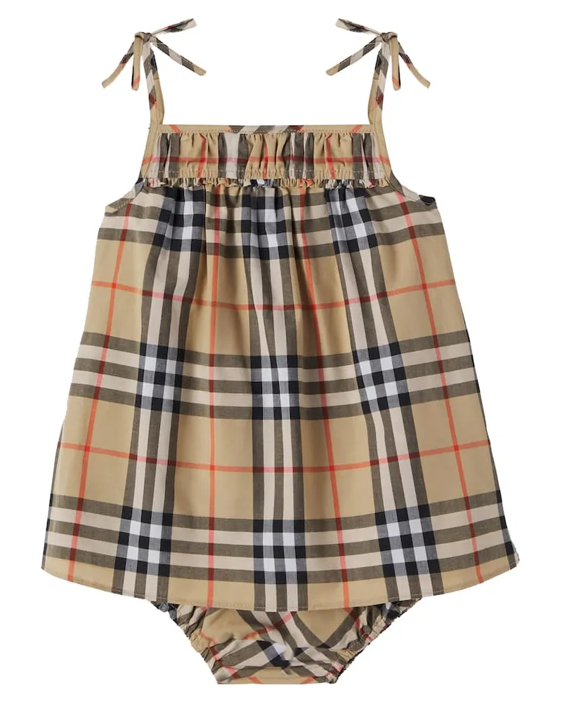 Burberry Baby Set aus Kleid und Höschen aus Baumwolle Beige