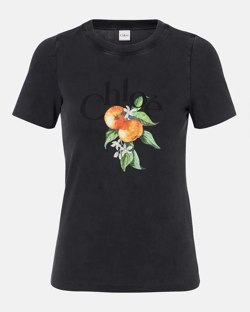 Chloé Chloé Bedrucktes T-Shirt aus Baumwolle Schwarz