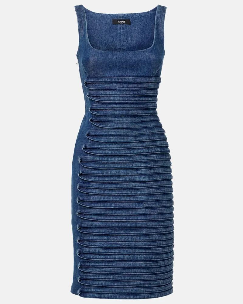 Versace Midikleid aus Denim Blau