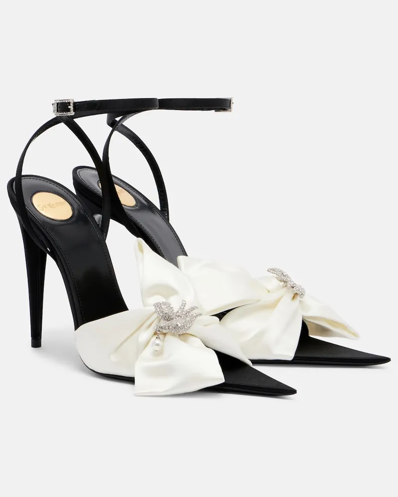 Saint Laurent Verzierte Sandalen Dove Schwarz
